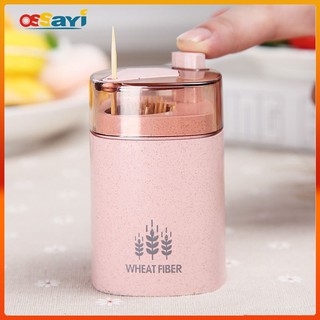 Fashion Wheat Straw Automatic Toothpick Holder Container Toothpick Dispenser