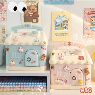 W&G Kawaii Piggy Bank Lock Large Organizer Storage Box Cute Girls Gift Save Money Change Coin Children toys
