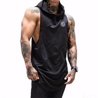 FY💪|2019 MG New Men's Cotton Fitness Vest Cotton Sleeveless Hoodie Hooded Loose Shirt