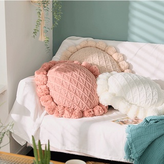 【Insfree】🌱New Style Bed Knitted Knitted Woolen Futon Pillow Cushion Sand Plain Ball Cushion Pillow