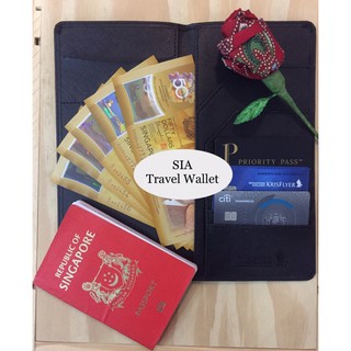 Singapore Airlines SIA SQ Epi Leather Travel Wallet Long Passport Holder (Fits Cards, Cash, Documents)