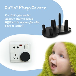 OMYBABY 6Pcs/Pack Outlet Plugs Covers U.K Type Safety Socket Cover Electrical Protector Safety Caps For Baby Proofing Bl