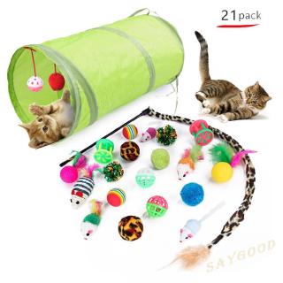 S☆21pcs/set Cat Tunnel Cats Cave Kitten Stick False Mouse Ball Toys