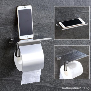 【READY STOCK 】Toilet Roll Holder 304 Stainless Steel Brushed Toilet Paper Holder Kitchen Tissue Towel Rack Bathroom Wall Mounted Sticker Roll Paper Rack