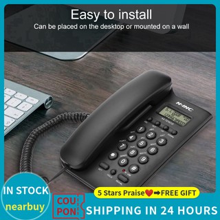 [NEARBUY]Desktop Home Wall Mount Office Corded Phone Landline Caller Id Telephone Clock