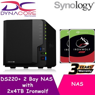 DYNACORE - SYNOLOGY DS220+ 2 Bay NAS with Ironwolf 8TB (2x4TB)