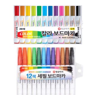 Java 12 Color Whiteboard Marker Pen Set (Jumbo/Fine)