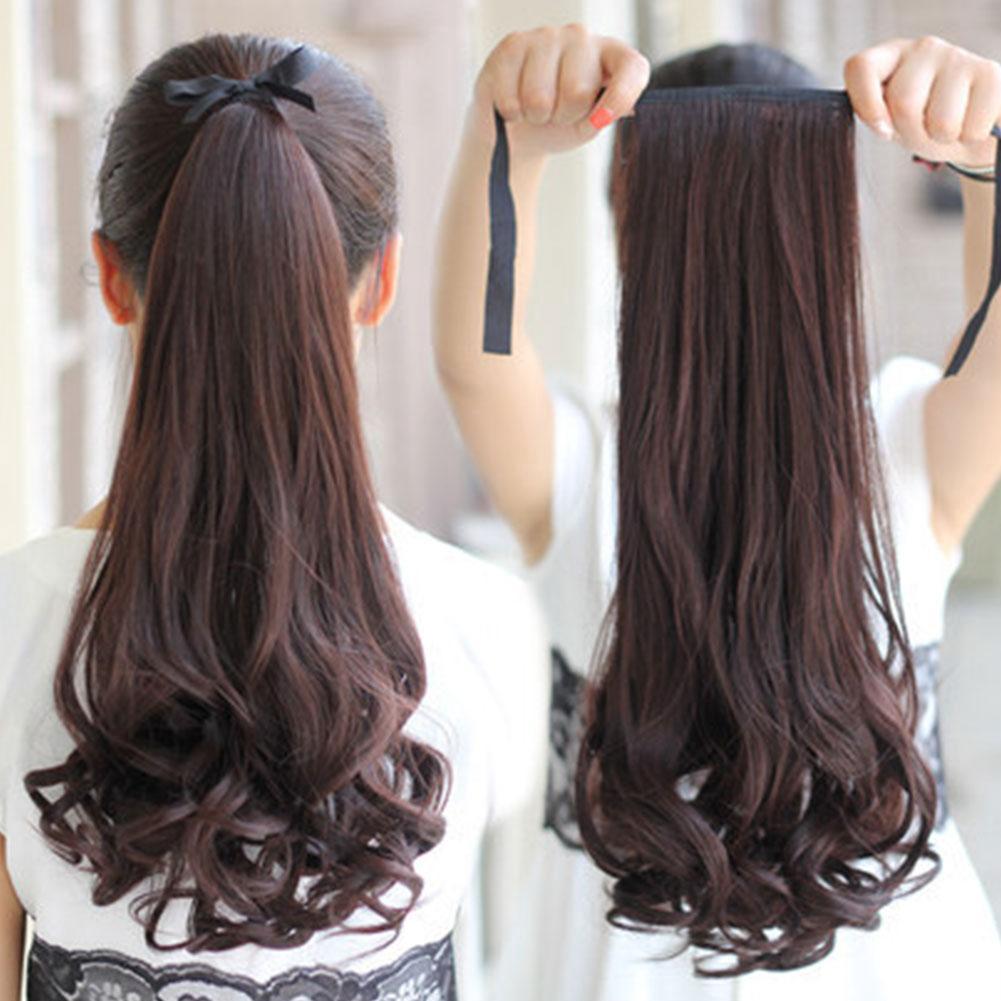 Womens Fashionable Hair Wigs Deluxe Thick Long Ponytail Tail Curly