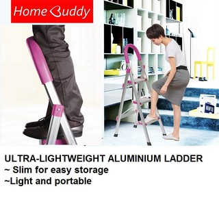 HomeBuddy Ultralight Aluminium Ladder - 3 steps/Aluminium Ladder