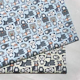 New 2pcs small animals pattern fabric 100% cotton Patchwork cloth for DIY Sewing Quilting Crafts 50*40cm