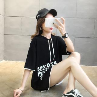 Fake two short-sleeved T-shirt women's mid-size mid-size mid-length dress top women's wear