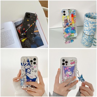 Luxury Cartoons Chain transparent Phone Case For iphone 12 Pro Mini 11 12 pro max 11 pro max 7 8 plus X XR XS Max SE 2020 Soft Bear Pearl Bracelet Clear Protective Cover (1)