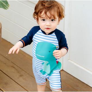 1-7Y One Piece Boy Baby Swimming Suit Dinosaur Swimwear Blue Pakaian Renang