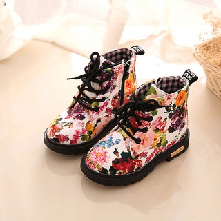 ☾kawayi☽Girls Fashion Floral Kids Shoes Baby Boots Casual Children Boots