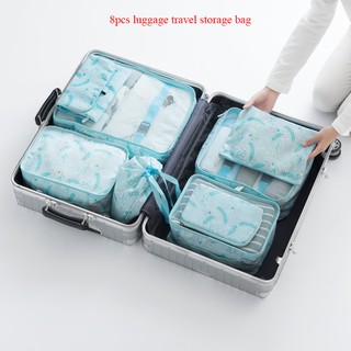 8pcs/6pcs Travel Luggage Storage Organizer Clothes/Cosmetic Bag