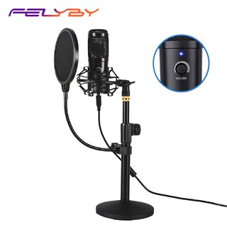 FELYBY USB Professional Podcast Streaming Microphone for Computer Live Broadcast Recording Condenser Microphone