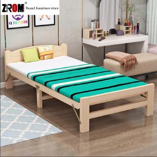 Household Foldable Single Bed Easy Installation 100% Solid Wood Corrosion Resistant Double Bed Formaldehyde Free 1.96m