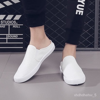 🔥XD.Store slippers Men's Summer Breathable Slip-on Non-Heel Half Slippers Korean Style Trendy Casual All-Matching Lazy D