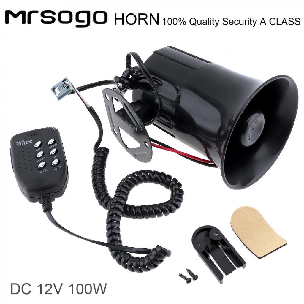100W 12V 6 Sound Car Truck Speaker Loud Siren Horn 105-115db
