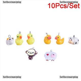 [Ready Stock] 10Pcs/Set Resin Duck Cattle Sheep Charms Pendant Jewelry DIY Making Craft Gift (1)