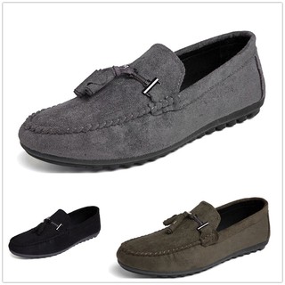 Ready stock Casual Suede Flats Men Shoes Driving Soft lightweight Loafers