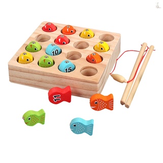 Wooden Magnetic Fishing Game Montessori Number Cognition Color Sorting Puzzle Preschool Education for Boys & Girls Age 3+