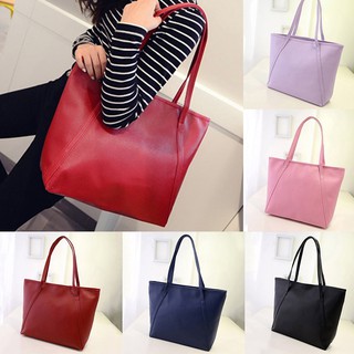 Fashion Women Leather Simple Satchel Handbag Shoulder Tote Bag