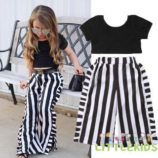 Sgm★Kids Baby Girls Crop Tops+Striped Pants Outfit Set