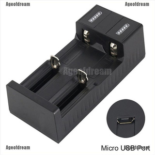 Ageofdream USB Port Dual Slot Universal Charger For 3.7V 18650 26650 14500 Li-ion
