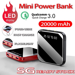 SG [Ready Stock] Mini Power Bank 20000mah Latest Fast Charging Built-in 4 Cables Digital Display Powerbank Portable