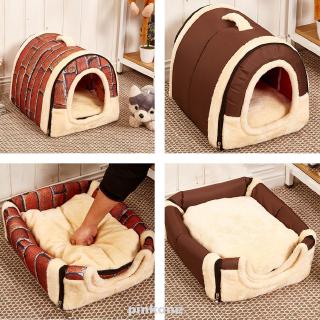 Pet Dog Cat Kitten Cave Crate Keep Warm Winter Bed House Sleeping Folding
