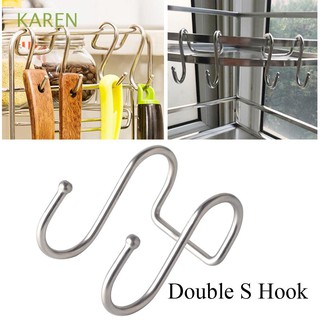 Home & Kitchen Household Organizer Stainless Steel Holder Double S Shaped Hook