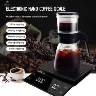 【❥❥】 3kg 0.1g Coffee Drip Scale Digital Scale Mini Digital LED Display With Timer Kitchen jewelry scale 【PUURE】