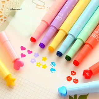 BFA_6Pcs Cute Candy Color Stamp Highlighters Pen Creative Marking Pen Stationery
