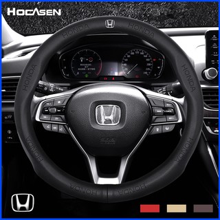 No Smell Thin 36cm 38cm All Honda Model Cow Leather Steering Wheel Cover For City Civic Jazz BRV MOBILIO HRV Stream