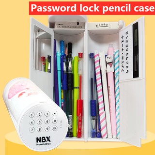 Charging Password lock Creative Whiteboard Pencil Case With Solar Calculator Magnetic Switch Kawai Cartoon Pen Box School