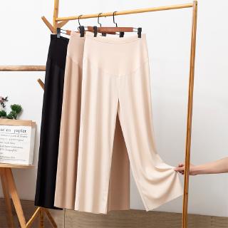 Plus Size Maternity Pants Elastic High Waist Korean Wide Leg Pants Loose Casual Solid Fashion Abdominal Pregnant Long Pants