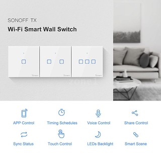 ◆SONOFF WIFI Wall Switch 1/2/3 Gang TX Series Intelligent Wall Touching Light Switch For Intelligent Home T0 EU/UK AC100