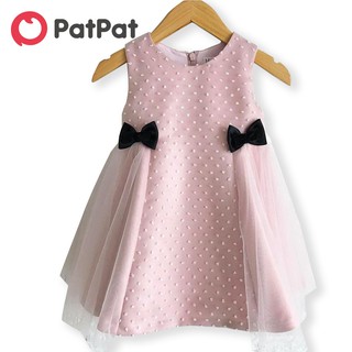 PatPat Toddler Girls Sleeveless Bow Mesh Dress
