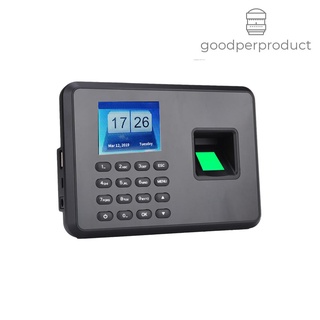 ✍✔Good&P Intelligent Biometric Fingerprint Password Attendance Machine Employee Checking-in Recorder 2.4 inch LCD Screen DC 5V Time Attendance Machine Black EU Plug