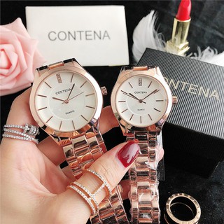 CONTENA Watch Couple Set Watch 35/41mm Men's and Women's Watch Simple Three-pin Casual Analog Watch Steel Strap Quartz Watch Women's Watch Men's Watch Korean Simple Watch