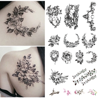 17pcs/set Sexy Flower Tattoo Arm Chest Big Pattern Temporary Tattoo Sticker