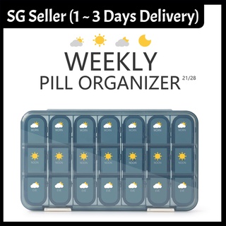 🔥SG Seller!!🔥 Weekly Pill Organizer | Portable Medicine Box | 21/28 Compartments | Morning/Afternoon/Night/Sleep