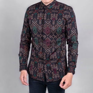 Dgm Fashion Black Batik Shirt Songket Long Sleeve Batik Songket Premium Men Casual
