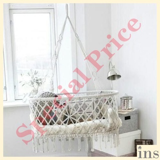 ❤Hot Sale❤ Nordic Ins Bohemian Tassel Style Baby Infant Toddler Children Hammock Cradle Crib Cot Hanging Plaited Net