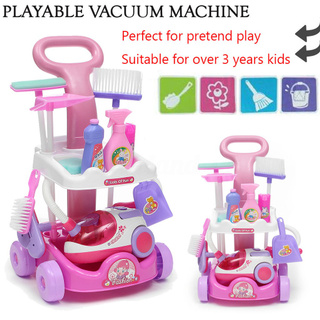 Pretend Toy Preschool Kids Cleaning Set Trolley Cart Kids Cleaner Housework