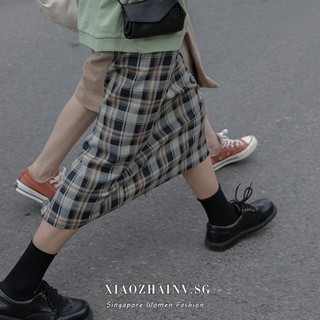 Xiaozhainv Korean women style fashion casual plaid leisure Maxi Skirt