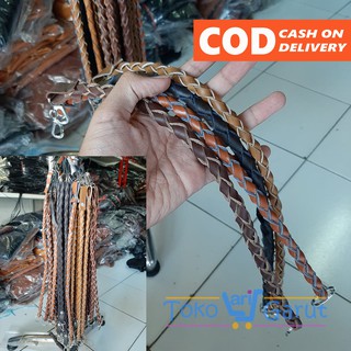 Men 's Wallet Strap HD Long Woven Genuine Leather Arrowroot / Cool Black Brown Leather Wallet Chain