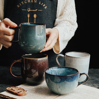 Mug/coffee cup✉▽♣Slightly flawed creative retro ceramic mug, personality trend Japanese style simple cup, couple coffe (1)