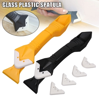 ready stock Glass Glue Angle Scraper 3 in 1 Caulking Tools Silicone Sealant Finishing Tool Grout Scraper with 5 Replaceable Pads